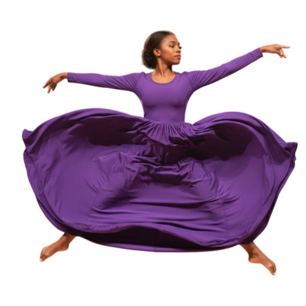 Baltogs Womens Worship Circle Dress M Long Sleeve Praise Dance Purple Liturgical